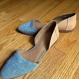 TOMS leather and denim flat